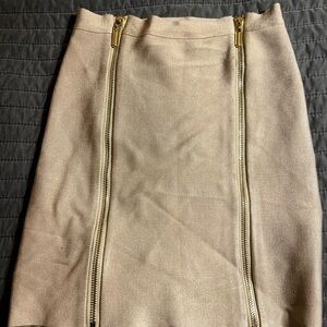 bebe Tan Double Zipper Pencil Skirt